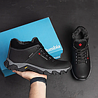 Чоловічі зимові кросівки з натуральної шкіри з хутром чорні чоловічі теплі хутряні черевики на товстій підошві, фото 9