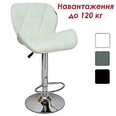 Барний стілець зі спинкою (барне крісло, барне стуло) Bonro B-087 білий екошкіра з регулюванням висоти для кухні, бару, салону