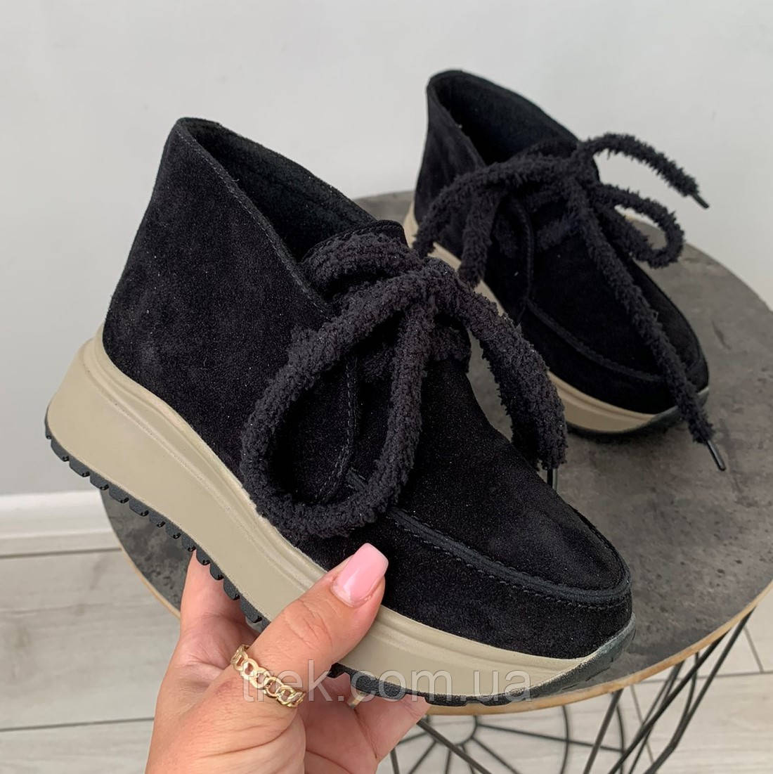 Черевики замшеві демі чорні /23836/ 32р, фото 1