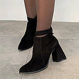 Черевики на каблуку замшеві чорні /23859/ 37р, фото 2