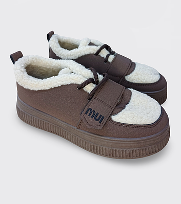 Жіночі уггі-кеди коричневі на липучці (217-63)