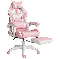 Геймерське крісло EC GAMING з підставкою для ніг Рожеве Комп'ютерне ігрове