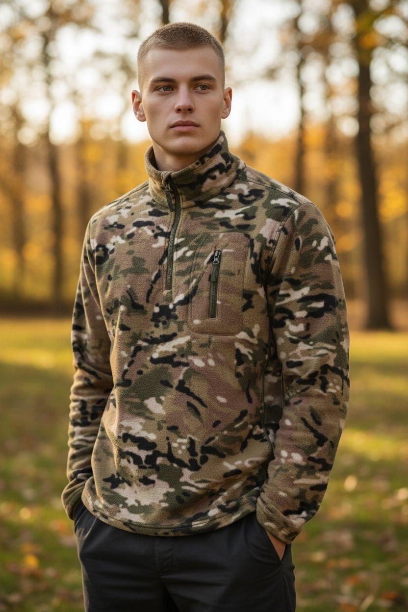 Чоловіча флісова кофта мультикам, фірмова чоловіча кофта з вологовідвідного флісу, тактична кофта мультикам, фото 1