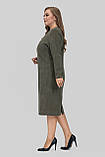 Жіноча сукня великого розміру Софі трикотажна тепла осінньо-зимова 50–60 оливкова, фото 3