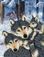 Схема для вышивки бисером/крестом на габардине "Семья волков"