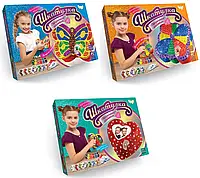 Шкатулка своїми руками Сяючі Пайетки Danko Toys, набір для творчості з дизайном метелика, квітки або серця