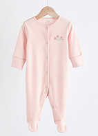 Дитячий чоловічок-сліп Next з закритими ніжками 3-6 міс (68см), 100% бавовна, 1 шт (рожевий однотон квітка)