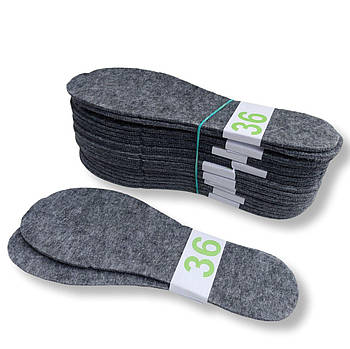 Устілки для взуття фетр сірі 36 розмір (4 мм)