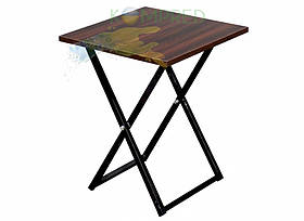 Стілець табуретка розкладний 350*350*450 чорний/ ДСП магія венге Kompred OL711