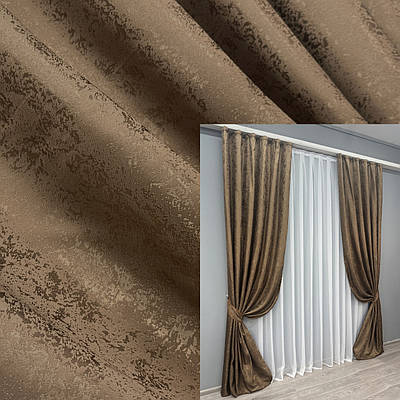 Комплект штор (2шт. 1,5х2,9м.) жакард, колекція "Мармур Al1". Колір темне какао. Код 437ш 30-177
