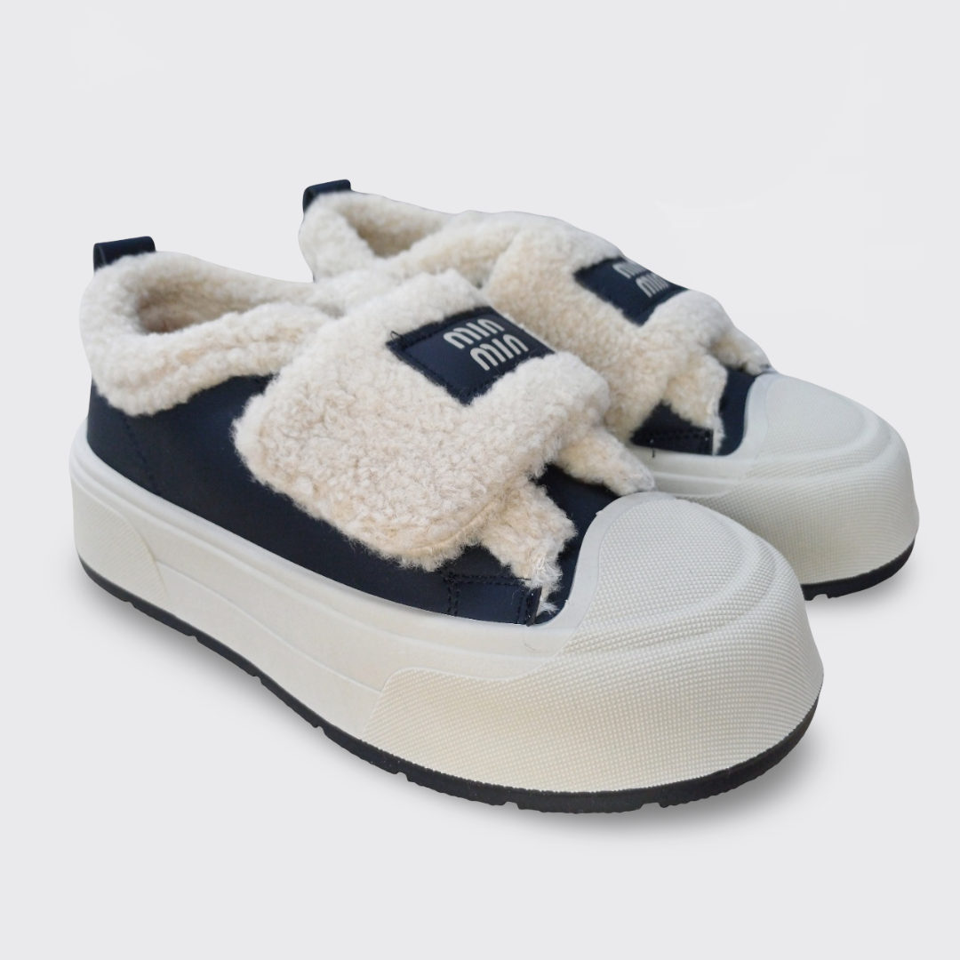 Кеди жіночі зимові чорні з бежевим хутром (M043), фото 1