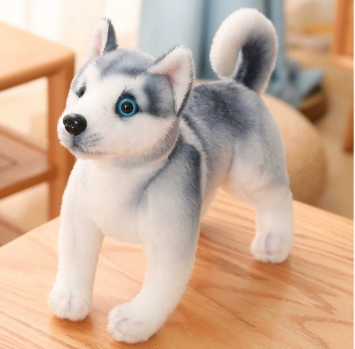 М’яка іграшка реалістична собачка породи Хаска 21 см, фото 1