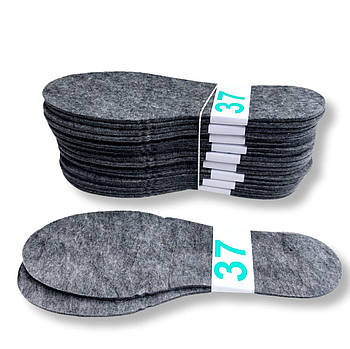 Устілки для взуття фетр сірі 37 розмір (4 мм)