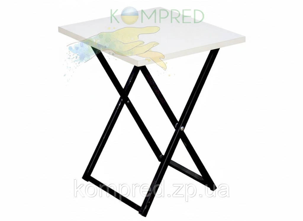 Стілець табуретка розкладний 350*350*450 чорний/ ДСП білий Kompred OL711.2, фото 1