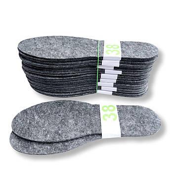 Устілки для взуття фетр сірі 38 розмір (4 мм)