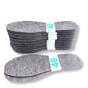 Устілки для взуття фетр сірі 40 розмір (4 мм)