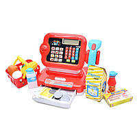Дитячий ігровий касовий апарат 6178F калькулятор, сканер, звук, світло, кошик