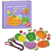 Дитяча дерев'яна іграшка-шнурівка "Овочі" MD 1985(Violet)