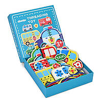 Дитяча дерев'яна іграшка-шнурівка "Транспорт" MD 1985(Turquoise)