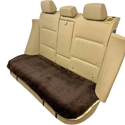 Хутряна накидка універсальний чохол - майка на заднє сидіння авто з овчини (Еко-хутро) коричнева, фото 1