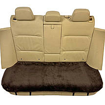 Хутряна накидка універсальний чохол - майка на заднє сидіння авто з овчини (Еко-хутро) коричнева, фото 3