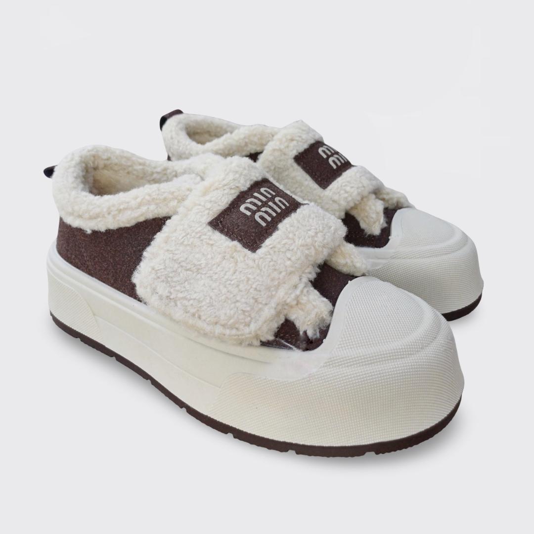 Кеди жіночі зимові чорні з бежевим хутром (M043), фото 1