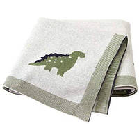 Плед Дитячий Lovely Svi Бавовна 80х100 см В'язаний Бежевий Динозаври (300821) (1108434)