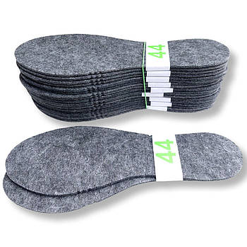 Устілки для взуття фетр сірі 44 розмір (4 мм)