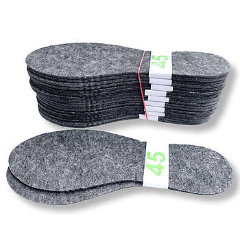 Устілки для взуття фетр сірі 45 розмір (4 мм)