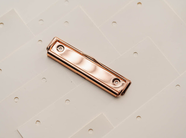 Затискачі для блокнотів канцелярські універсальні. Колір "рожеве золото". 120х30мм, фото 1