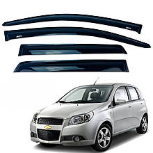 Дефлектори вікон (вітровики) для Chevrolet Aveo T250 2006-2012 4D хетчбек накладні (DEFL) Q2