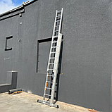 Драбина алюмінієва на 3 секції по 10 сходинок універсальна, фото 4