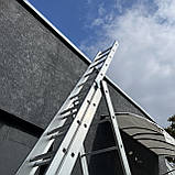 Драбина алюмінієва на 3 секції по 10 сходинок універсальна, фото 5