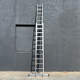 Драбина алюмінієва на 3 секції по 10 сходинок універсальна, фото 9