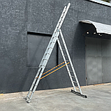 Драбина алюмінієва на 3 секції по 10 сходинок універсальна, фото 10