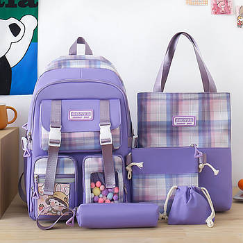 Шкільний набір 5в1, рюкзак 43х30х14см, сумка, клатч, пенал, мішечок / Портфель для підлітків / Шкільний рюкзак