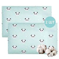 Набір наволочок 2 шт. на подушку 40х60 см бавовна TM IDEIA бязь ранфорс панда м'ята (933786)