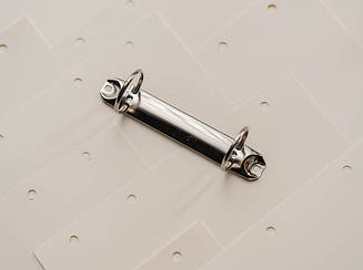 Затискачі для блокнотів канцелярські. Колір "Срібло". 125х30мм. Кільце 35мм