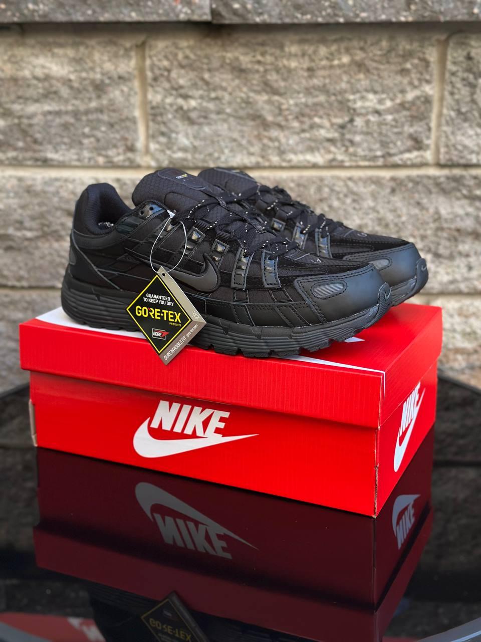 Термо Nike P6000 Black Gore-Tex кросівки чоловічі Найк П-6000 горе тех чорні шкіра осінь єврозима унісекс