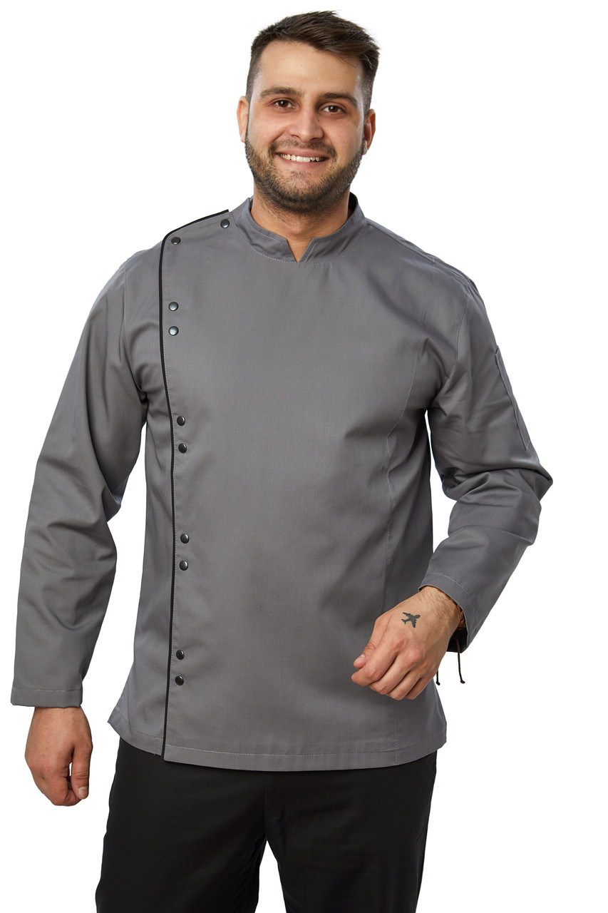 Кітель Кухарський Чоловічий Сірий Чорна оконтовка Наві 46