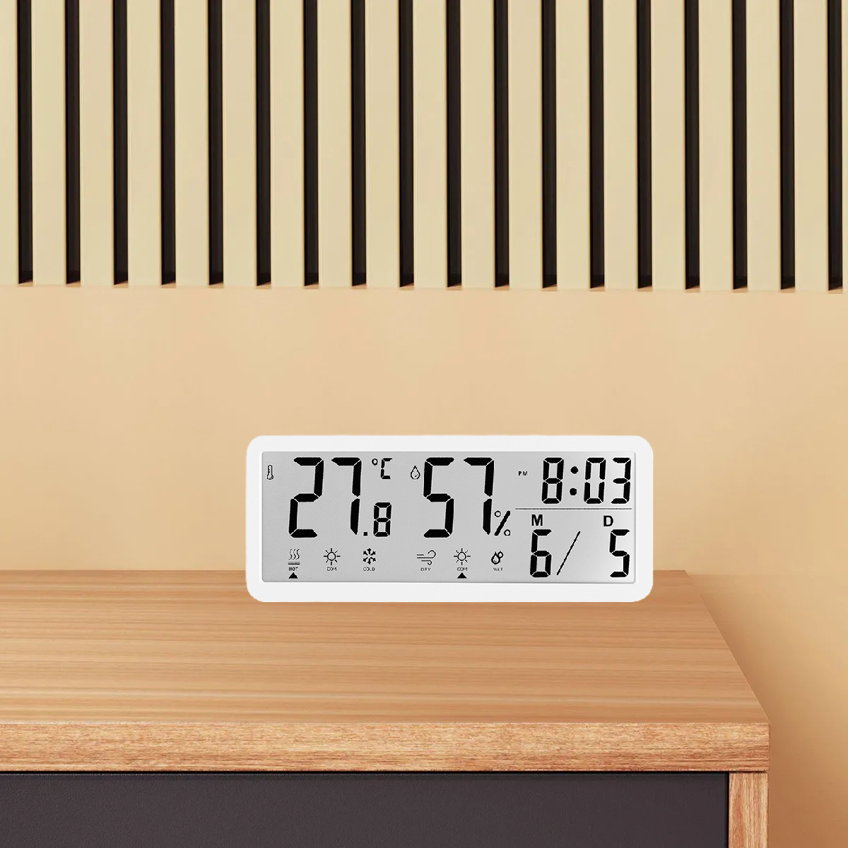 Годинник Deepfox YD-112 LCD цифровий електронний настільний/настінний Дата Температура Вологість 20 х 8см, фото 1