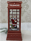 ❤️Новорічний музичний декор з автопіддувом Телефонна будка "Санта" 25х10,5х10,5см, фото 2