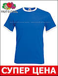 Синя чоловіча футболка з білою окантовкою Valueweight Ringer Fruit of the Loom, фото 3