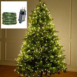 Гірлянда Роса нитка 2000 LED 200 м з пультом від мережі зелений, теплий