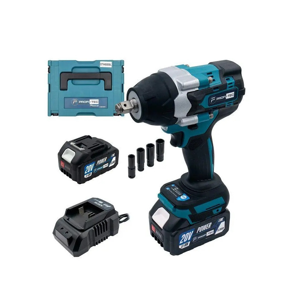 Гайковерт ударний ак. PROFI-TEC DTW800BL в кейсі, фото 1