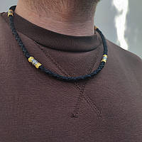 Шнурок з срібними закінченнями і вставками Meridian 925 проби в позолоті і чорнінням 846/5з