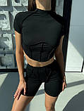 Фітнес костюм топ та шорти з імітацією білизни та скульптурування, фото 5
