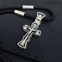 Срібний хрест з ебеновим деревом та канат зі вставками Meridian 925 проби з чорнінням 846/5+Кр01е