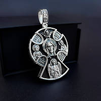 Срібний хрестик з ебеновим деревом та шнурок зі вставками зі срібла 925 проби з чорнінням 846/5+Кр015е