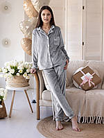 Підліткова велюрова піжама  домашній комплект  сірого кольору  (140-164р)